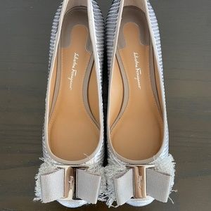 Salvatore Ferragamo Vara Silver Shoes